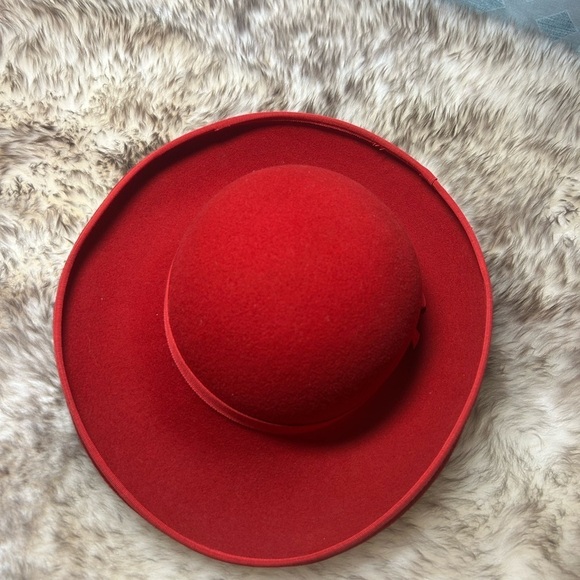 Vintage Red Wool Coche Hat - Bellini Bollman with Bow - Red Hat Society - Picture 8 of 10